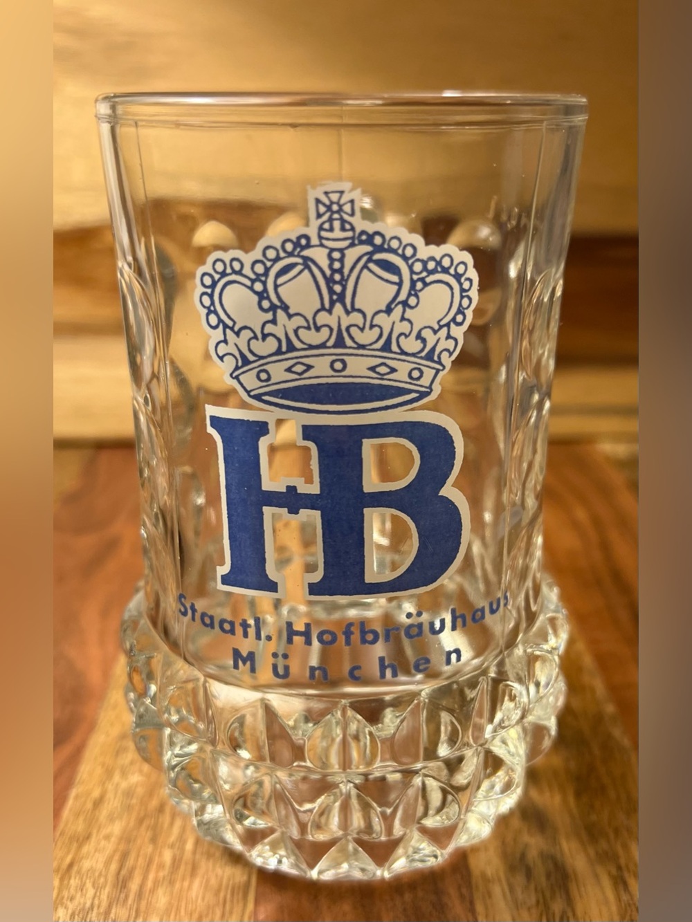 Vintage HB Hofbräuhaus München Glass Beer Stein Mug 0.4L Sahm Germany